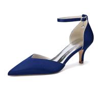 HCDZF Women's Satin Wedding Shoes Kitten Heel Ankle Strap Dress Party Pumps