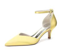 HCDZF Women's Satin Wedding Shoes Kitten Heel Ankle Strap Dress Party Pumps