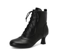 HCDZF Women's Victorian Boots Chunky Heeled Ankle Booties Retro Lace Up Witch Riding Knight Shoes,Black,5 UK