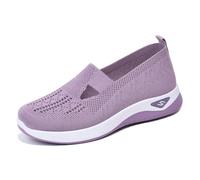 HCDZF Women's Woven Breathable Soft Sole Shoes Walking Slip on Shoes Hands Free Slip in Casual Sneakers,Light Purple,4 UK