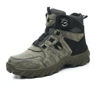 HCDZF Work Safety Shoes Smash-Proof and Puncture-Proof Safety Shoes Outdoor Steel Toe Cap Trainers Mens Womens,Green,6 UK