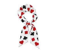 Hceaatb 47" Women Like Silk Satin Scarf Playing Cards Red Black Band Narrow Scarf Hair Neck Scarf Neckerchief Scarf Head Wrap Fashion Gifts For Women