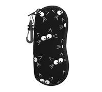 Hceaatb Glasses Case Black Cat Abstract Art Elegant Pattern Soft Case Ultra Light Zipper Eyeglass Case With Belt Clip, Sunglasses Travel Pouch For Men Women