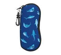Hceaatb Glasses Case Blue Sea Life Soft Case Ultra Light Zipper Eyeglass Case With Belt Clip, Sunglasses Travel Pouch For Men Women