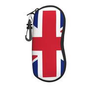 Hceaatb Glasses Case British Flag Soft Case Ultra Light Zipper Eyeglass Case With Belt Clip, Sunglasses Travel Pouch For Men Women