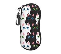 Hceaatb Glasses Case Cat Black White Cat Cat Paw Cartoon Soft Case Ultra Light Zipper Eyeglass Case With Belt Clip, Sunglasses Travel Pouch For Men Women