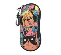 Hceaatb Glasses Case Cat Dog Orange Soft Case Ultra Light Zipper Eyeglass Case With Belt Clip, Sunglasses Travel Pouch For Men Women