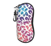 Hceaatb Glasses Case Cheetah Purple Stripe Leopard Soft Case Ultra Light Zipper Eyeglass Case With Belt Clip, Sunglasses Travel Pouch For Men Women