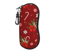 Hceaatb Glasses Case Christmas Snowflake Candy Soft Case Ultra Light Zipper Eyeglass Case With Belt Clip, Sunglasses Travel Pouch For Men Women