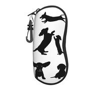 Hceaatb Glasses Case Dachshund Black Dogs Soft Case Ultra Light Zipper Eyeglass Case With Belt Clip, Sunglasses Travel Pouch For Men Women