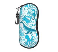 Hceaatb Glasses Case Octopus Fish Seahorse Starfish Soft Case Ultra Light Zipper Eyeglass Case With Belt Clip, Sunglasses Travel Pouch For Men Women