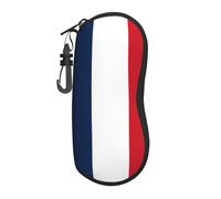 Hceaatb Glasses Case Red Blue White Flag Soft Case Ultra Light Zipper Eyeglass Case With Belt Clip, Sunglasses Travel Pouch For Men Women