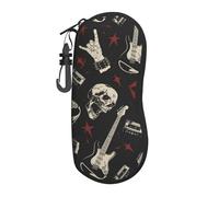 Hceaatb Glasses Case Rock Horror Skeleton Soft Case Ultra Light Zipper Eyeglass Case With Belt Clip, Sunglasses Travel Pouch For Men Women