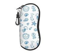 Hceaatb Glasses Case Sea Starfish Crab Jellyfish Coral Seahorse Soft Case Ultra Light Zipper Eyeglass Case With Belt Clip, Sunglasses Travel Pouch For Men Women