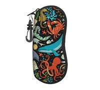 Hceaatb Glasses Case Sea Turtle Starfish Fish Soft Case Ultra Light Zipper Eyeglass Case With Belt Clip, Sunglasses Travel Pouch For Men Women