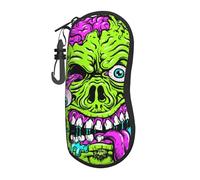 Hceaatb Glasses Case Skeleton Death Undead Eyeball Horror Soft Case Ultra Light Zipper Eyeglass Case With Belt Clip, Sunglasses Travel Pouch For Men Women