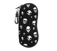 Hceaatb Glasses Case Smile Bones Dangerous Funny Soft Case Ultra Light Zipper Eyeglass Case With Belt Clip, Sunglasses Travel Pouch For Men Women