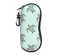 Hceaatb Glasses Case Tribal Stylized Turtle Soft Case Ultra Light Zipper Eyeglass Case With Belt Clip, Sunglasses Travel Pouch For Men Women