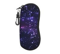 Hceaatb Glasses Case Universe Colorful Galaxy Bling Bling Star Soft Case Ultra Light Zipper Eyeglass Case With Belt Clip, Sunglasses Travel Pouch For Men Women