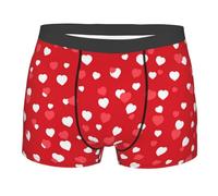 Hceaatb Men'S Boxer Briefs Red White Heart Stretch soft breathable Casual Underwear Boxer Shorts