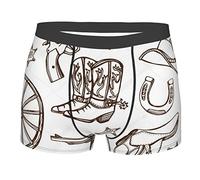 Hceaatb Men'S Boxer Briefs Western Cowboy Elements Stretch soft breathable Casual Underwear Boxer Shorts Black