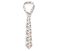 Hceaatb Men'S Ties Palm Tree Pink Flamingo Bow Necktie Unisex Satin Printed Thin Ties For Business, Weddings, Proms, Parties, Graduation