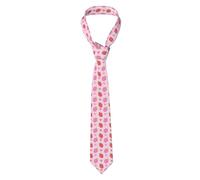 Hceaatb Men'S Ties Strawberry Red Pink Bow Necktie Unisex Satin Printed Thin Ties For Business, Weddings, Proms, Parties, Graduation