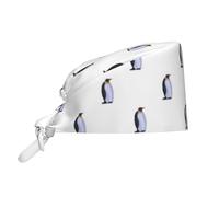 Hceaatb Working Cap for Women Men, Little Penguin Scrub Cap with Sweatband Adjustable Tie Back Hat Nurse Surgical Caps Black