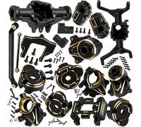 Hcespuos RC Upgrades Parts for 1/18 Red cat Ascent-18 RC Car,Front & Rear Portal Axles,Skid Plate,Outer Portal Housing,Brass Diff Cover,Servo Mount,Steering Knuckle,Links,Black