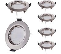 HCFEI 6x LED Recessed Spotlight Set Super Flat 3 W 230 V, Brushed Stainless Steel, Dimmable, 55 mm Installation Hole, Warm White 3000 K