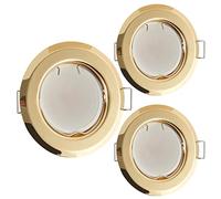 HCFEI Flat LED Recessed Spotlight Ultra Flat Gold with LED Spot Module 230V I 3 W 320 Lumen I 120° Beam Angle I Dimmable I 55mm Cut Out I Recessed Light Round (Pack of 3 - Warm White)