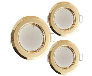 HCFEI Flat LED Recessed Spotlight Ultra Flat Gold with LED Spot Module 230V I 3 W 320 Lumen I 120° Beam Angle I Dimmable I 55mm Cut Out I Recessed Light Round (Pack of 3 - Warm White)