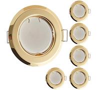 HCFEI Flat LED Recessed Spotlight Ultra Flat in Gold with LED Spot Module 230 V I 3 W 320 Lumen I 120° Beam Angle I Dimmable I 53-70 mm Mounting Hole I Recessed Light Round (Pack of 6 - Warm White)