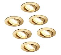 HCFEI LED Recessed Spotlight, Dimmable, Matte Gold, Round, Rotating, 5 W, Flat, 230 V, Recessed Spotlight, 68 mm Drill Hole, 120° Beam Angle, Neutral White, 4000 K (Pack of 6)