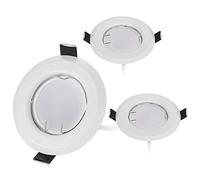HCFEI Set of 3 Flat LED Recessed Spotlights Ultra Flat in White with LED Spot Module 230V I 3W 320 Lumen I Warm White 3000K I 120° Beam Angle I Dimmable I 55mm Cut Out I Recessed Light Round