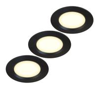 HCFEI Set of 3 Furniture Lights 12 V Ultra Flat 3 W LED Recessed Spotlights 55 mm Hole Cut-Out with 2 m Cable IP44 Ceiling Spot for Mirror Cabinets, Showcases, Furniture and Cabinets (Black 3000K)