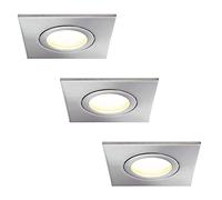 HCFEI Set of 3 LED Recessed Spotlights 5 W Dimmable Flat Square IP44 Bathroom 230 V Spot Outdoor Warm White 3000 K