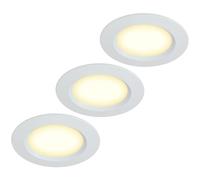 HCFEI Set of 3 Recessed Spotlights, 12 V, Ultra Flat, 3 W LED Recessed Spotlight, 55 mm Hole Cutout with 2 m Cable, IP44, Ceiling Spotlight for Mirror Cabinets, Display Cabinets, Furniture and