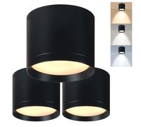 HCFEI Surface-Mounted Spotlight, Black, IP44 & Flicker-Free, Diameter 85 x 70 mm, Surface-Mounted Ceiling Spotlights, Including 5 W GX53 LED 230 V 3000 K/4000 K/6500 K, Ceiling Spotlights
