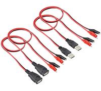 HCFeng USB to Alligator Clip Adapter Cable Alligator Clip Jumper Probe to USB Male and Female Test Wre 24AWG Adapter Red and Black Wire Alligator Clip Cable for Testing The Circuit [4pack /50cm]