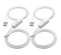 HCFeng with ON/Off Switch USB 2.0 A Male Plug 2 Pin Bare Wire Charge Cable