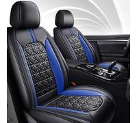 HCGLED Set Custom Leather Car Seat Covers Full Set for Audi Q2 Q2L Q3 Q5 Q5L Q7 Q8,Leather Auto Seat Protectors, Leather Car Seat Covers Waterproof Soft Car Seat,Black-blue