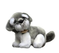 HCGX 11" Schnauzer Plush Toy, Cute and Realistic Gray Dog Stuffed Animal, Soft Cuddly Puppy Plushie