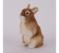 HCGX 9.4" Realistic Rabbit Figurine, Sitting Bunny Statue, Outdoor Garden Decor, Lifelike Sculpture(Yellow)