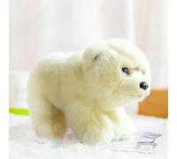 HCGX 9.8" Realistic Kermode Bear Plush Toy, White Spirit Stuffed Animal, Soft Plushie(Ursus americanus kermodei)