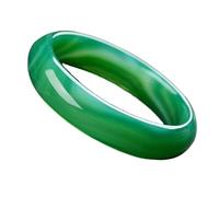 HCGX Real Jade Bangle Bracelet for Women Emerald Green Agate Stone(54-56mm)