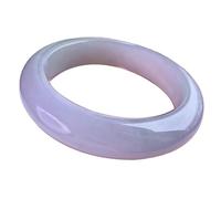 HCGX Real Jade Bangle Bracelet for Women - Ice-Translucent Myanmar Lavender, Purple Violet Stone Cuff Jewelry Gift for Good Luck, 52-60mm(57mm)