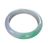 HCGX Real Jade Bangle Bracelet for Women - Ice-Waxy Myanmar Jadeite, Purple Lavender & Light Green Chun Stone Cuff Jewelry Gift for Good Luck, 53-64mm(55-56mm)