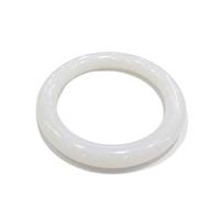 HCGX Real Jade Bangle Bracelet for Women - Mutton-Fat White Hetian, Thick Round Solid Stone Cuff Jewelry Gift for Good Luck Fengshui, 54-65mm(60-61mm)