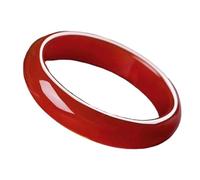 HCGX Real Jade Bangle Bracelet for Women Red Carnelian Agate Stone(64-66mm)